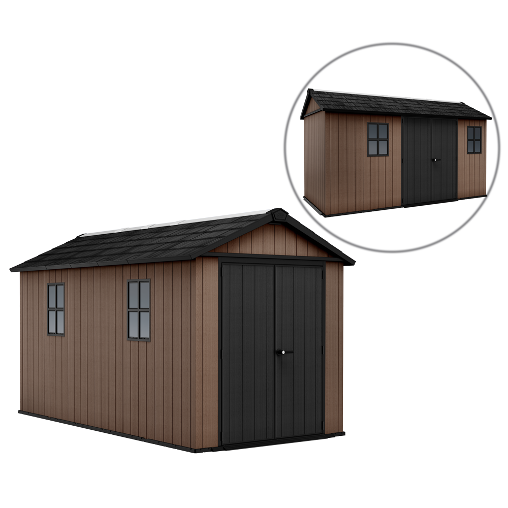 Keter Newton plus 7513/1375 - Casetta da giardino - Con porta doppia anta e finestre - 230x413x246 cm