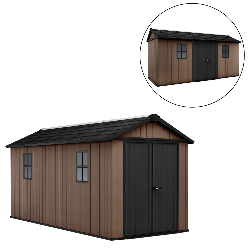 Keter Newton plus 7515/1575 - Casetta da giardino - Con porta doppia anta e finestre - 230x476x246 cm