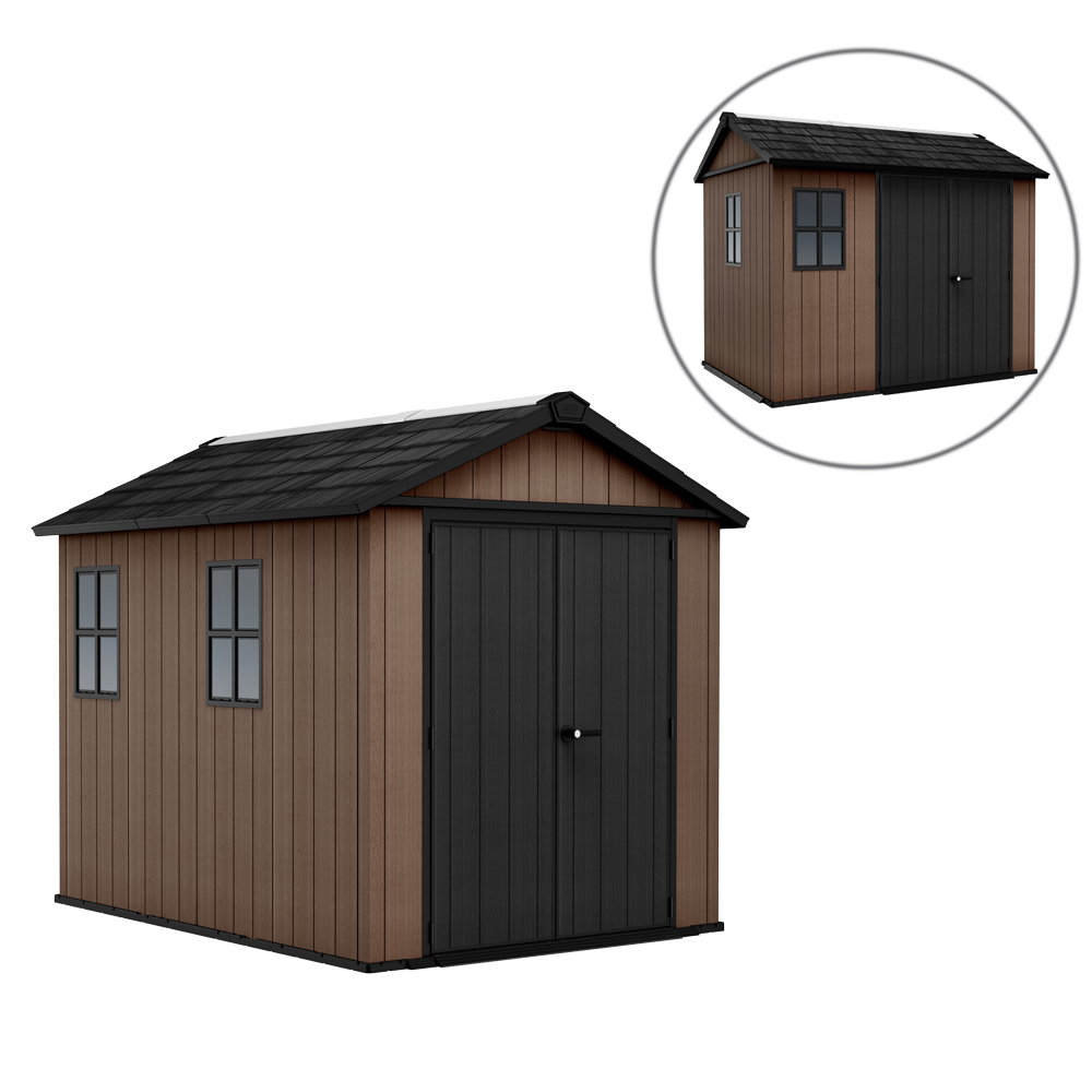 Keter Newton plus 759/975 - Casetta da giardino - Con porta doppia anta e finestre - 230x287x246 cm