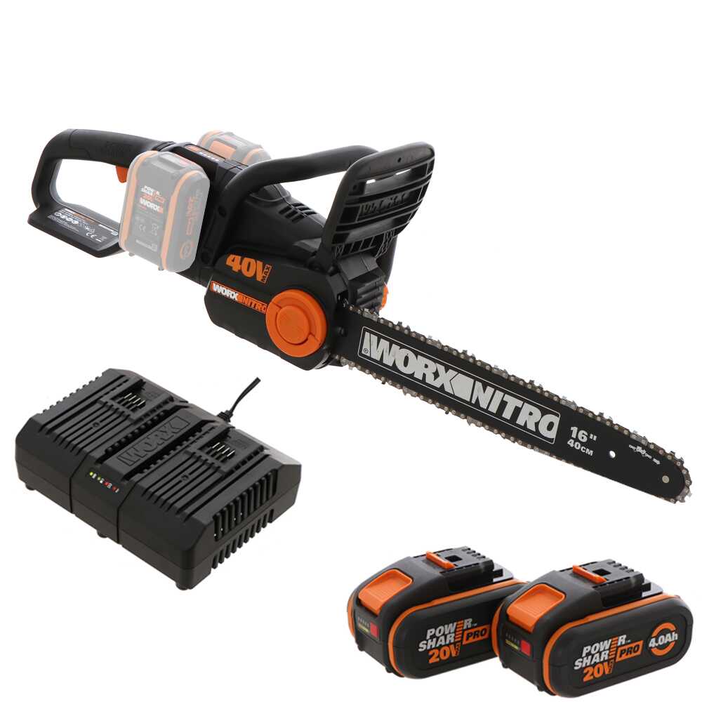 Worx WG385E Nitro - Elettrosega a batteria - 2 x 40V 4Ah - Lama da 40cm