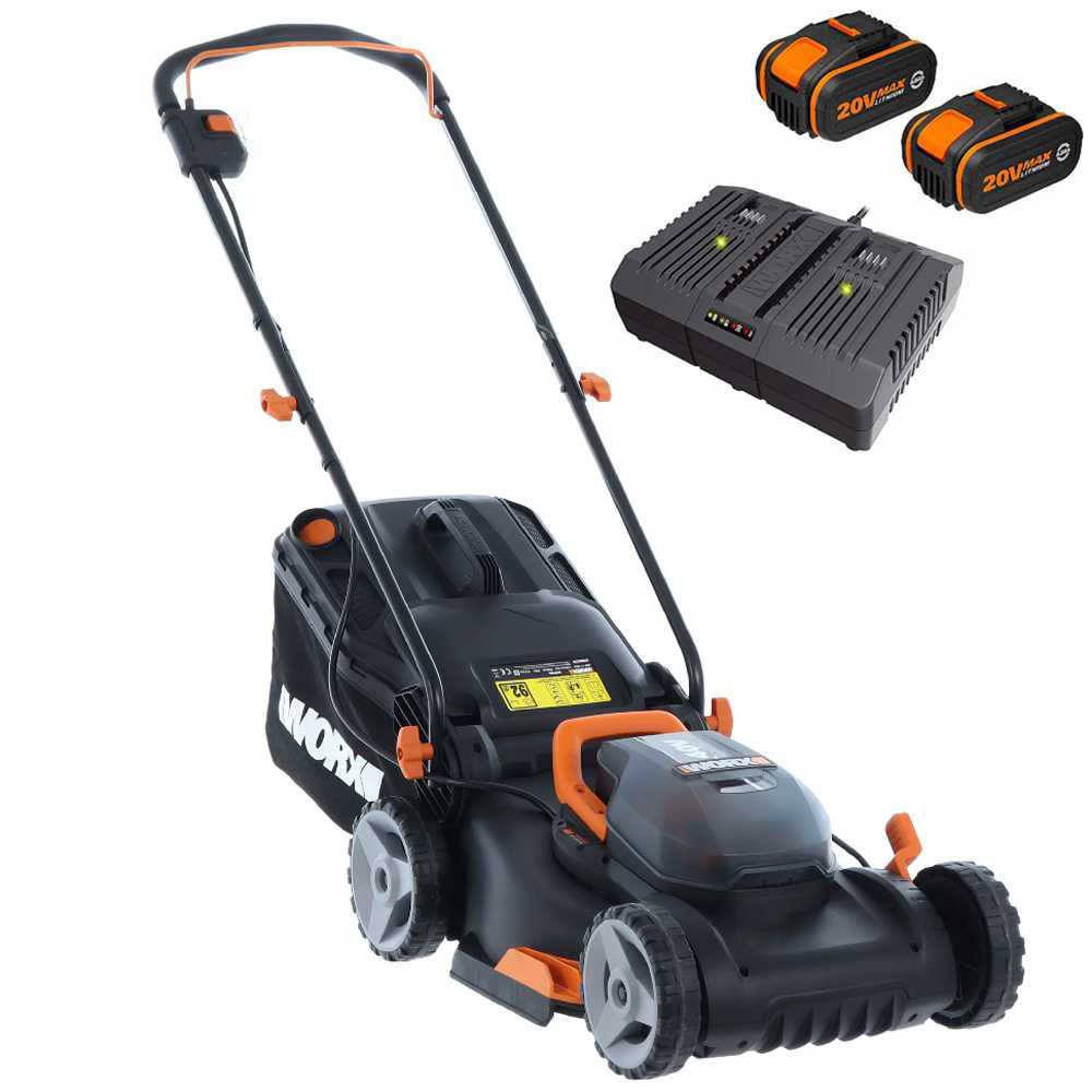 Worx WG743E - Tagliaerba a batteria - 2x20V/4Ah - Taglio 40 cm
